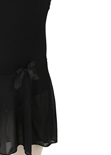 elowel | Leotardo | Traje Deportivo para Nina | Manga Corta | con Falda | Material Suave y Elastico | Tamaño: 8-10 Años | Color: Negro