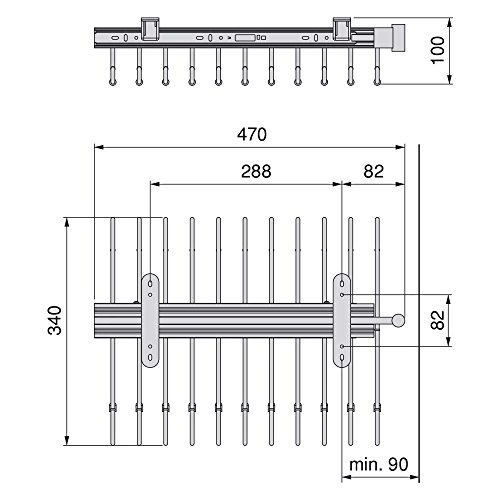Emuca - Pantalonero extraible para armario, perchero extraible para 11 pantalones, acero cromado