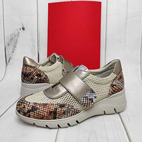 Encarni Zapatería - Deportivas Mujer Plataforma y Cuña | Bambas Comodonas | Zapato para Vaqueros y Vestidos con Estilo | Tenis Casual | Transpirables | Primavera Verano - All (Beige Velcro, 38)