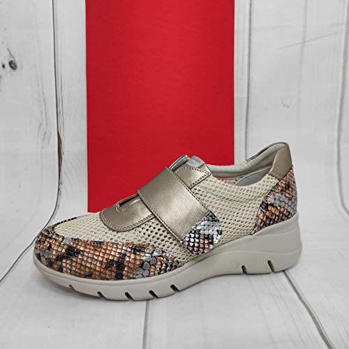 Encarni Zapatería - Deportivas Mujer Plataforma y Cuña | Bambas Comodonas | Zapato para Vaqueros y Vestidos con Estilo | Tenis Casual | Transpirables | Primavera Verano - All (Beige Velcro, 38)