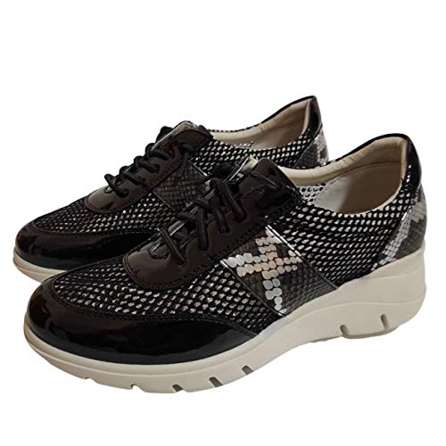 Encarni Zapatería - Zapatillas Deportivas Mujer con Estilo | Bambas Comodonas Cuña | Zapato para Vaqueros | Tenis Plataforma Casual | Primavera Verano (Negro, 39)