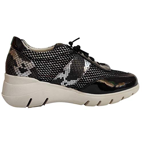 Encarni Zapatería - Zapatillas Deportivas Mujer con Estilo | Bambas Comodonas Cuña | Zapato para Vaqueros | Tenis Plataforma Casual | Primavera Verano (Negro, 39)