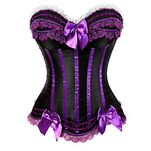 Enheng-SSY Corset Vestidos para Mujer gótico Cosplay Disfraz de Halloween con Mini Tutu Falda Damas corsés púrpura y Bustiers Plus