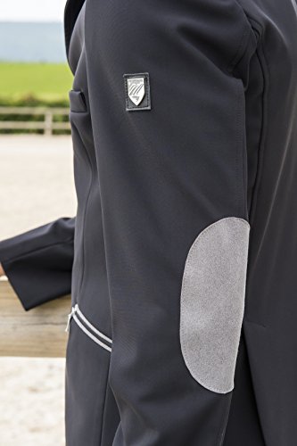 Equi-Theme/Equit'M 988550252 Softshell Chaqueta de competición, Unisex Adulto, Ribete Negro/Gris Claro, Talla única