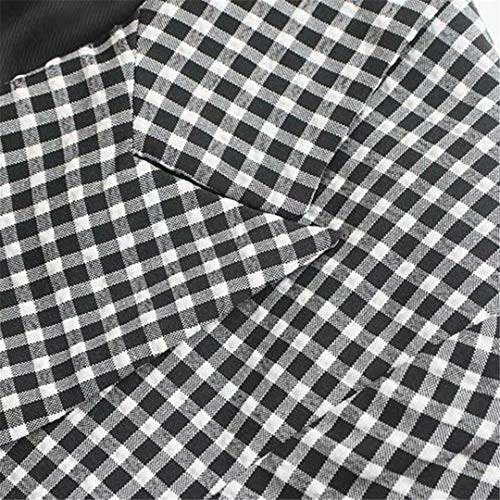 Escudo Oficina de la Vendimia con Estilo Señora Tela Escocesa Blazer Mujeres Moda con Muesca de Cuello de Manga Larga de Abrigo M