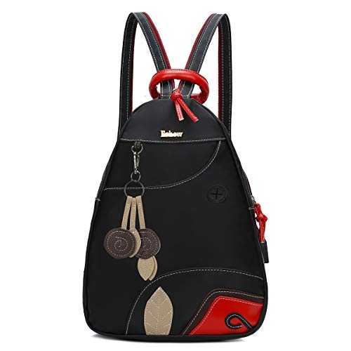 Eshow Mochila Bolso Bandolera para Mujeres y Chicas Negro de PU Viaje Casual Escolares Moda (Negro3201)
