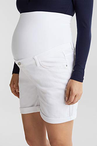 Esprit Maternity Bermuda Denim OTB Boyfrnd Pantalones Cortos premamá, Blanco (White 100), 38 (Talla del Fabricante: 36) para Mujer