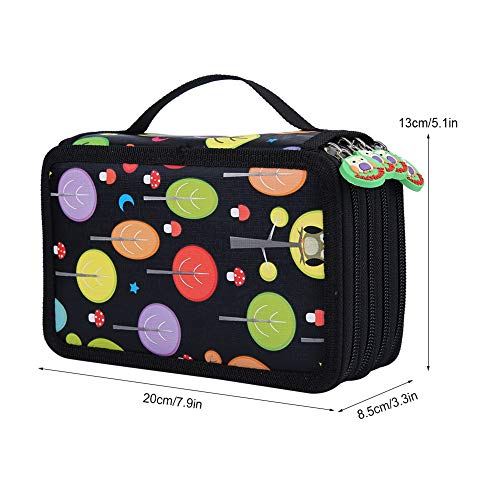Estuche para l¨¢pices, gran capacidad, 4 capas, 72 ranuras, colorido, para dibujar, pincel, bol¨ªgrafos, estuche 7.9 ¡Á 5.1 ¡Á 3.3 pulgadas (negro)