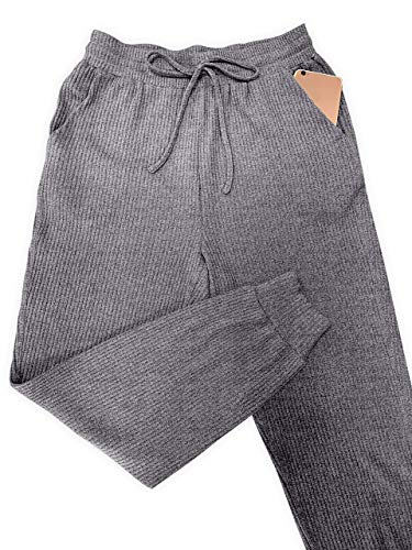 EVELIFE Ropa Deportivos Mujer Pantalones De Chándal con Bolsillo Chándal Suaves y Ligeros Pantalones De Jogger De Cintura Elástica con Cordón De Algodón(Gris_M)