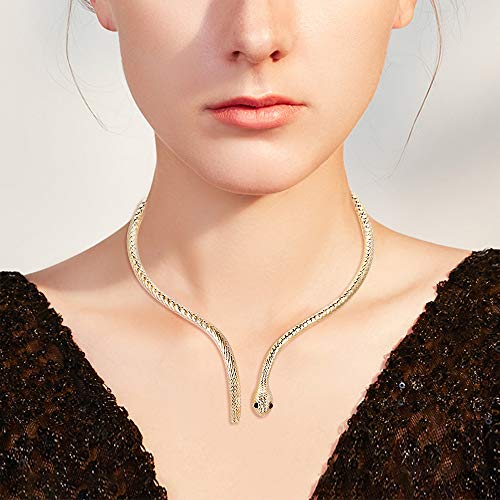 EVER FAITH Collar Colgante Mujer Cristal Austríaco Fiesta Serpiente Gargantilla Tono Dorado