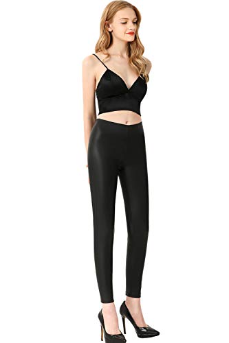 Everbellus Leggins Cuero Negro Mujer Skinny Elástico Pantalones XX-Large