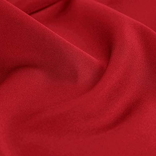EXCHIC Falda de Cintura Elástica con Pliegues de la Moda A-Line Suspender Brace Falda (L, Rojo)