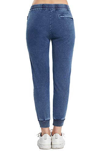 Extreme Pop - Pantalón de chándal elástico de Felpa para Mujer (Azul Vaquero, S)