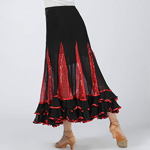 Falda De Flamenco Falda Larga De Baile Falda Falda Clásico Larga Falda Chicos Latina Falda De Tango Falda De Salón Baile Largo Vestido De Lentejuelas Vestido De Fiesta