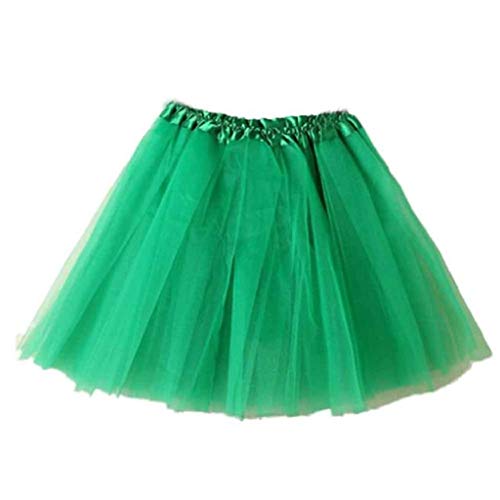 Falda de Tutu Mujer,SHOBDW Pettiskirt Sólido de Gasa Plisada Falda Corta Vestidos De Baile Rendimiento De Disfraces Regalo De Cumpleaños Adulto Mini Tutu Dancing Skirt(Verde-2)