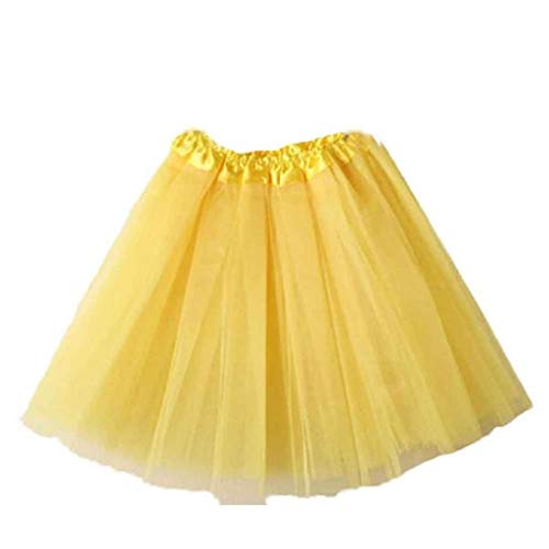 Falda de Tutu Mujer,SHOBDW Pettiskirt Sólido de Gasa Plisada Falda Corta Vestidos De Baile Rendimiento De Disfraces Regalo De Cumpleaños Adulto Mini Tutu Dancing Skirt(Amarillo)