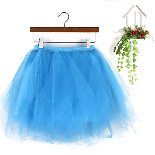 Falda de Tutu Mujer,SHOBDW Pettiskirt Sólido Gasa Plisada Falda Corta Vestidos de Baile Regalos de Cumpleaños Traje Rendimiento Adulto Tutu Baile Falda(Cielo Azul)