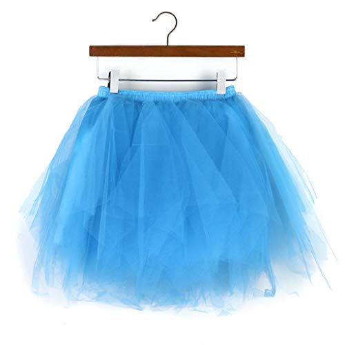 Falda de Tutu Mujer,SHOBDW Pettiskirt Sólido Gasa Plisada Falda Corta Vestidos de Baile Regalos de Cumpleaños Traje Rendimiento Adulto Tutu Baile Falda(Cielo Azul)