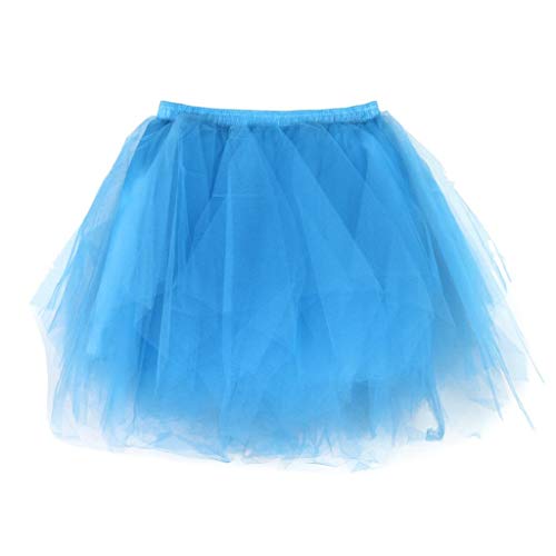 Falda de Tutu Mujer,SHOBDW Pettiskirt Sólido Gasa Plisada Falda Corta Vestidos de Baile Regalos de Cumpleaños Traje Rendimiento Adulto Tutu Baile Falda(Cielo Azul)