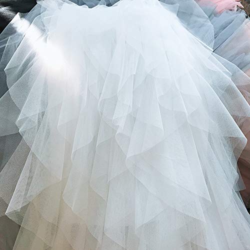 Falda Larga De Tul Fiesta De Tutú para Mujer Plisadas Faldas Cintura Elástica Blanco Un tamaño