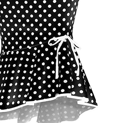Falda para Mujer,Lenfesh Falda Retro Ruffles de Mujer con Volante Falda de Bodycon Largo Vintage Falda de Cola de Pescado Estampado de Lunares Elegantes de Cóctel Fiesta Noche (Negro, M)