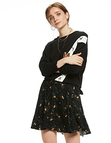 Falda Sedosa Estampada de Maison Scotch (S - Negro)