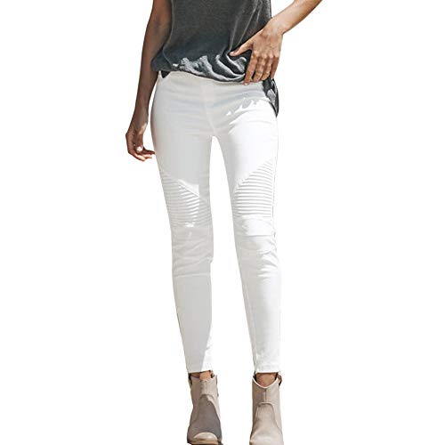FAMILIZO Vaqueros Rotos Mujer Baratos Vaqueros Mujer Tallas Grandes Vaqueros Altos Ajustados Pantalones lápiz Tejanos Otoño Mujer Casual Elástico slim fit Talle Alto Leggings Blanco 2XL