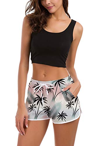 Fanient Pantalones Cortos de Surf para Mujer Pantalones de Surf Slim Fit Yoga Gimnasio Ropa Deportiva Shorts de natación Shorts de Boxeador Gimnasio Bolsillos Pantalones Deportivos Parte Inferior L