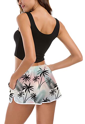 Fanient Pantalones Cortos de Surf para Mujer Pantalones de Surf Slim Fit Yoga Gimnasio Ropa Deportiva Shorts de natación Shorts de Boxeador Gimnasio Bolsillos Pantalones Deportivos Parte Inferior L