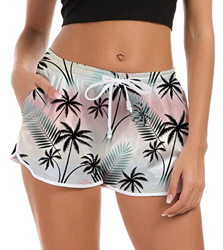 Fanient Pantalones Cortos de Surf para Mujer Pantalones de Surf Slim Fit Yoga Gimnasio Ropa Deportiva Shorts de natación Shorts de Boxeador Gimnasio Bolsillos Pantalones Deportivos Parte Inferior L