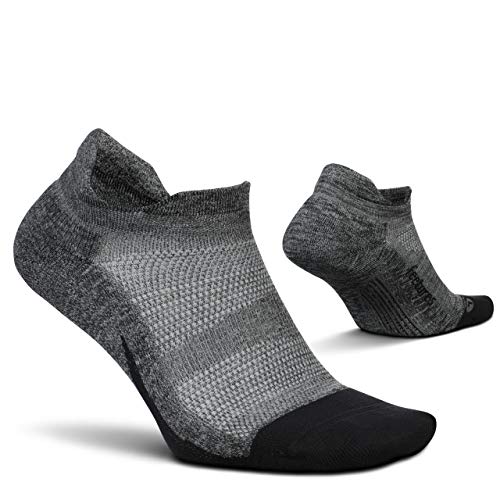 Feetures - Elite Light Cushion - No Show Tab - Calcetines deportivos para correr para hombres y mujeres - Gris - Talla Grande