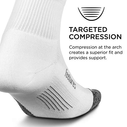 Feetures - Elite Light Cushion - Quarter - Calcetines deportivos para correr para hombres y mujeres - Blanco - Talla Grande