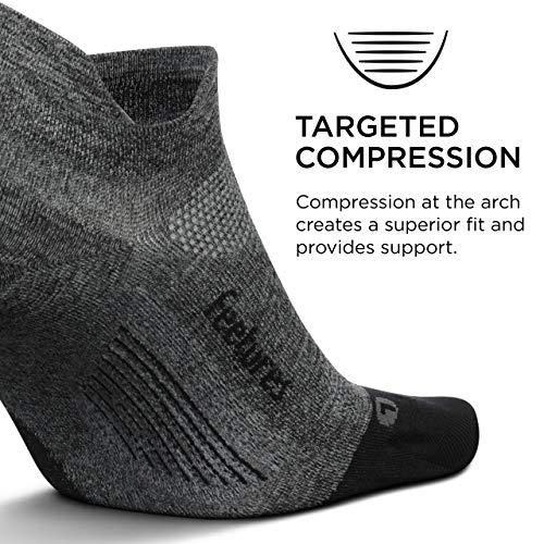 Feetures - Elite Ultra Light - No Show Tab - Calcetines deportivos para correr para hombres y mujeres - Gris - Talla Grande