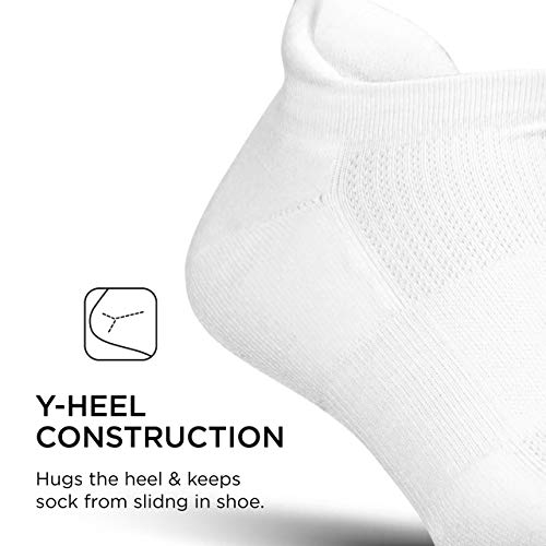 Feetures - High Performance Cushion - No Show Tab - Calcetines deportivos para hombres y mujeres - Blanco - Talla Mediana