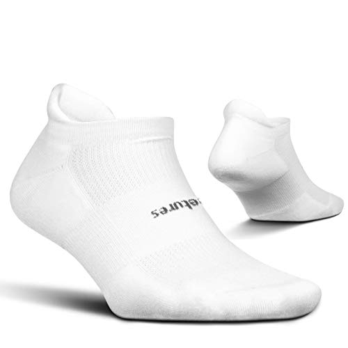 Feetures - High Performance Cushion - No Show Tab - Calcetines deportivos para hombres y mujeres - Blanco - Talla Mediana