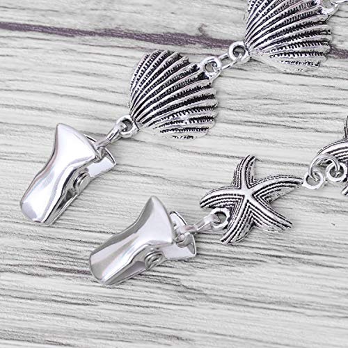FENICAL Cardigan Clips Clips de ropa Clips de apertura chapados en forma de estrella y concha de las mujeres de moda Cadena de suéter 2PCS (Plata)