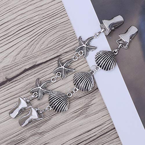 FENICAL Cardigan Clips Clips de ropa Clips de apertura chapados en forma de estrella y concha de las mujeres de moda Cadena de suéter 2PCS (Plata)