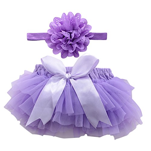 FENICAL Falda de tutú y Diadema de Flores Accesorios de fotografía de niñas bebé Vestido de cumpleaños recién Nacido Sombrero Talla S (Violeta)