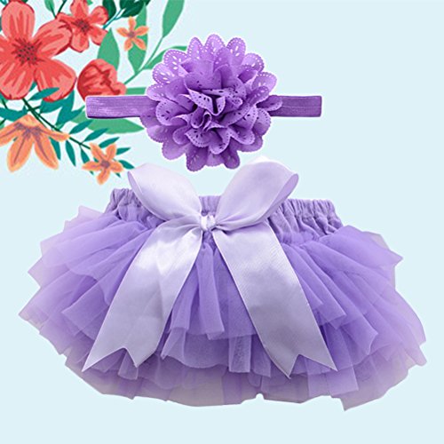 FENICAL Falda de tutú y Diadema de Flores Accesorios de fotografía de niñas bebé Vestido de cumpleaños recién Nacido Sombrero Talla S (Violeta)