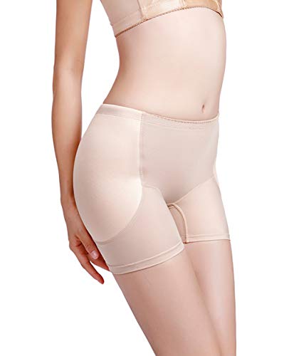 FEOYA - Mujer Bragas Braguitas Moldeadora con Relleno Cadera Briefs de Encaje Fajas Hip Up Lateral Calzones Sexy sin Costura para Mujer - Beige con 6 Tallas