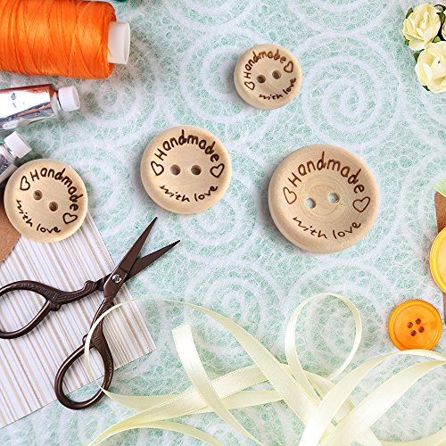 FEPITO hecho a mano con botón de madera de amor 15 mm 20 mm 25 mm forma redonda botones de madera para coser y decoraciones de fabricación