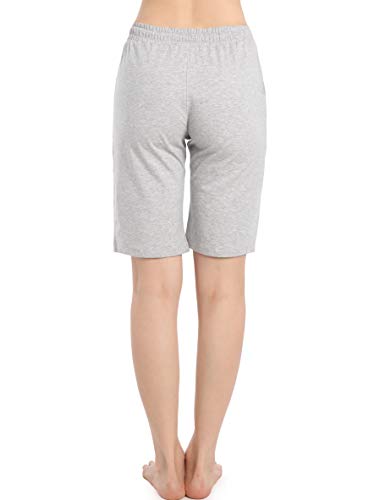 Ferrieswheel Story Bermudas para mujer, longitud a la rodilla, pantalones cortos de yoga con bolsillos para entrenamiento - gris - XXL