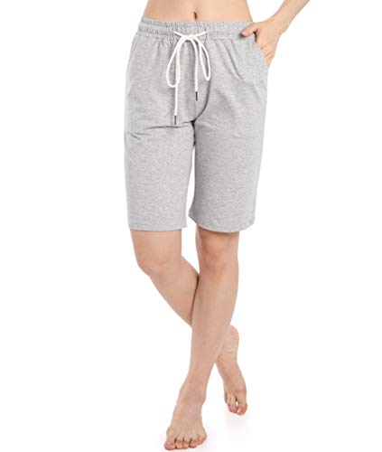 Ferrieswheel Story Bermudas para mujer, longitud a la rodilla, pantalones cortos de yoga con bolsillos para entrenamiento - gris - XXL