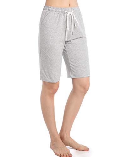 Ferrieswheel Story Bermudas para mujer, longitud a la rodilla, pantalones cortos de yoga con bolsillos para entrenamiento - gris - XXL