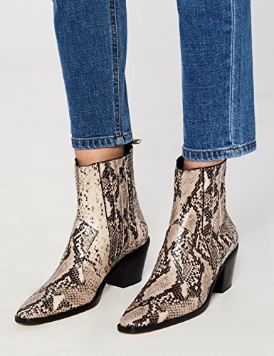 find. Botines de Cuero Estilo Vaquero Mujer, Multicolor (Dark Brown/Beige), 41 EU