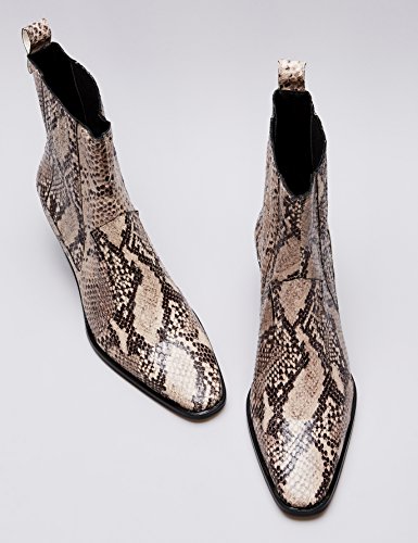 find. Botines de Cuero Estilo Vaquero Mujer, Multicolor (Dark Brown/Beige), 41 EU