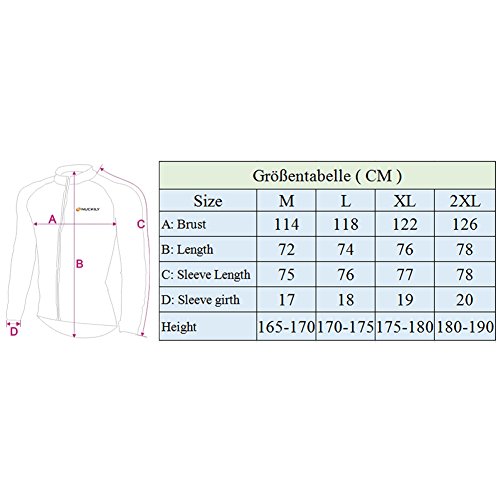 Fitsund – Chaqueta de ciclismo de invierno, con manga larga, para hombre, hombre, color negro/azul, tamaño medium