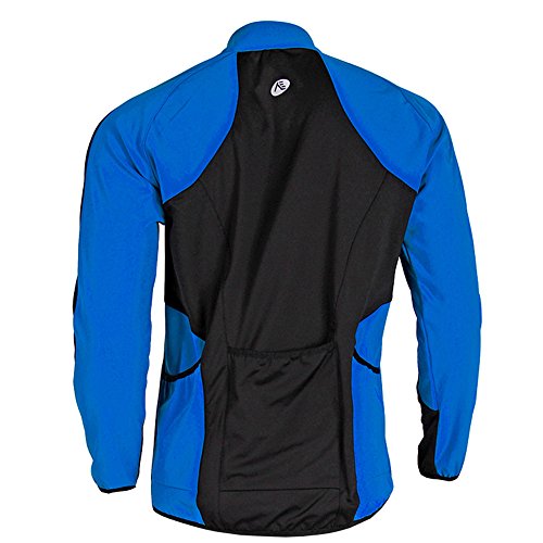 Fitsund – Chaqueta de ciclismo de invierno, con manga larga, para hombre, hombre, color negro/azul, tamaño medium