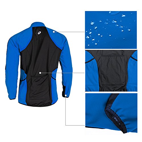 Fitsund – Chaqueta de ciclismo de invierno, con manga larga, para hombre, hombre, color negro/azul, tamaño medium