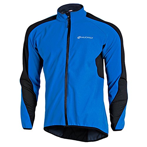 Fitsund – Chaqueta de ciclismo de invierno, con manga larga, para hombre, hombre, color negro/azul, tamaño medium